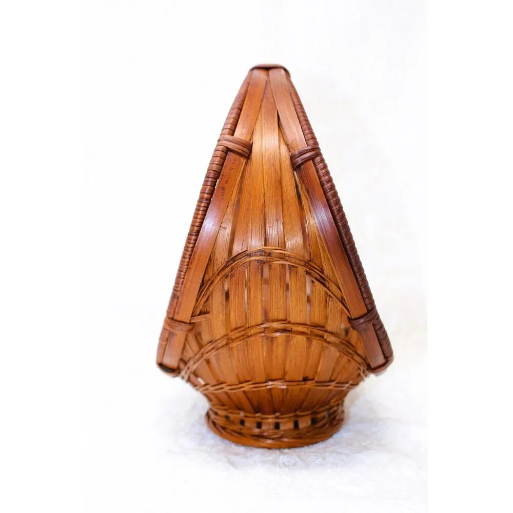Beautiful VTG Wrap a Round Japanese Flower Basket~ I Clear Coated it WoW!